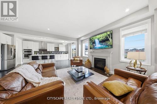 28 Celano Drive, Hamilton, ON - Indoor Photo Showing Living Room With Fireplace