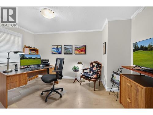 Den facing front of the home - 3901 Gallaghers Circle, Kelowna, BC - Indoor Photo Showing Office