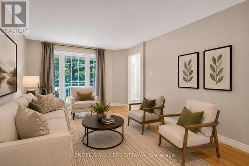 Living Room - Virtually Staged - 28 Weybridge Drive, Ottawa, ON - Indoor Photo Showing Living Room