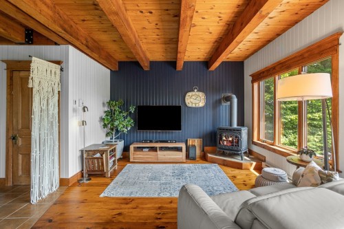 Salon - 71 Ch. Eagle Nest, Saint-Adolphe-D'Howard, QC - Indoor Photo Showing Living Room With Fireplace