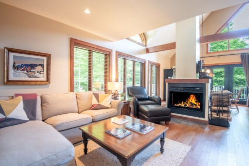 Salon - 438 Ch. Louise, Lac-Supérieur, QC - Indoor Photo Showing Living Room With Fireplace