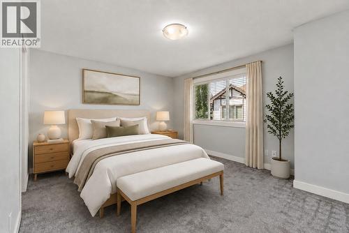 Digitally Staged Furniture, decor and window coverings. - 1651 Lynrick Road Unit# 105, Kelowna, BC - Indoor Photo Showing Bedroom