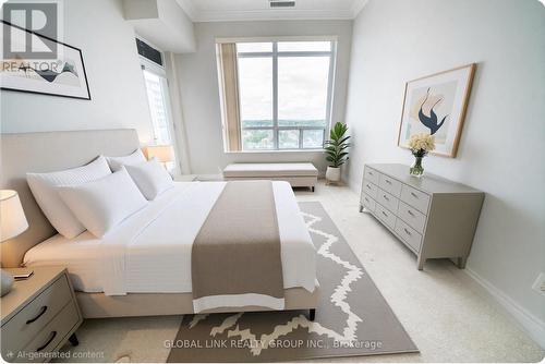 Primary BR - includes 5pc ensuite (AI staged) - Uph 01 - 88 Times Avenue, Markham, ON - Indoor Photo Showing Bedroom