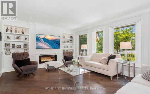 1335 Mississauga Road, Mississauga, ON - Indoor Photo Showing Living Room With Fireplace