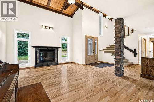 Campbell Acreage, Caron Rm No. 162, SK - Indoor Photo Showing Living Room With Fireplace