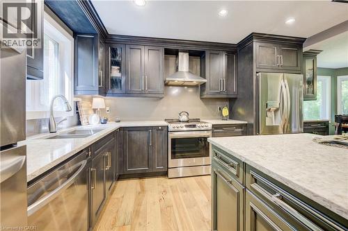7664 Maltby Road E, Puslinch, ON - Indoor Photo Showing Kitchen With Stainless Steel Kitchen With Double Sink With Upgraded Kitchen