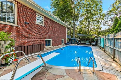 Gunite Pool - 19 Oakley Road, Brantford, ON - Outdoor With In Ground Pool With Exterior