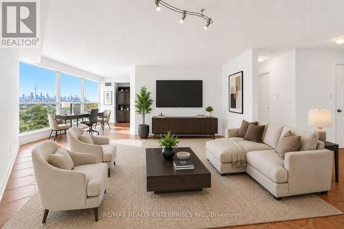 Virtually Staged - 607 - 2261 Lake Shore Boulevard W, Toronto, ON - Indoor Photo Showing Living Room
