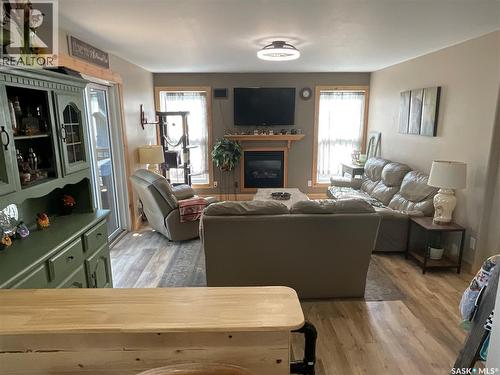 2018 8Th Street, Rosthern, SK - Indoor Photo Showing Living Room With Fireplace