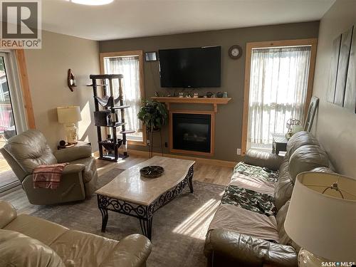 2018 8Th Street, Rosthern, SK - Indoor Photo Showing Living Room With Fireplace