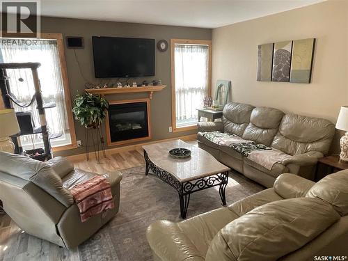2018 8Th Street, Rosthern, SK - Indoor Photo Showing Living Room With Fireplace