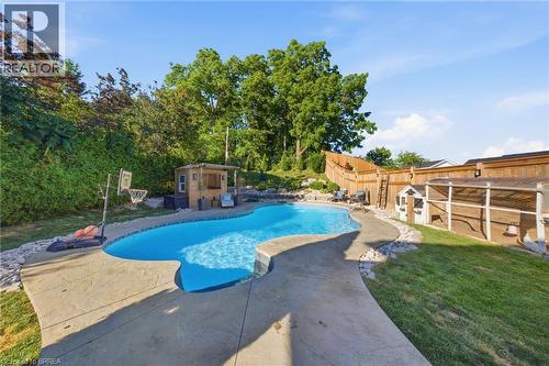 75 Hunter Way, Brantford, ON - Outdoor With In Ground Pool With Backyard