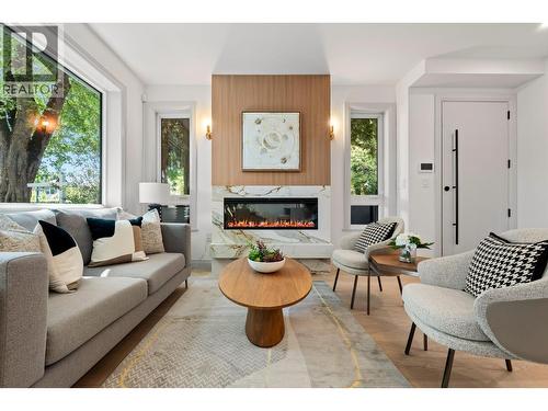 4 1491 Devonshire Crescent, Vancouver, BC - Indoor Photo Showing Living Room With Fireplace