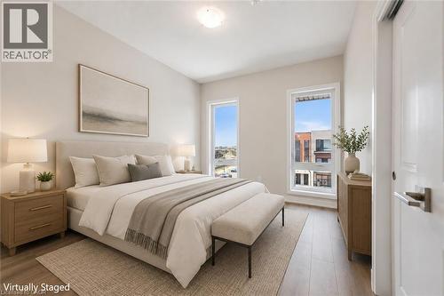 Virtually Staged - 525 Erinbrook Drive Unit# B046, Kitchener, ON - Indoor Photo Showing Bedroom