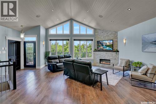 507 Tatanka Drive, Buffalo Pound Lake, SK - Indoor Photo Showing Living Room With Fireplace