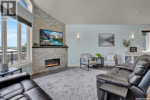 507 Tatanka Drive, Buffalo Pound Lake, SK - Indoor Photo Showing Living Room With Fireplace