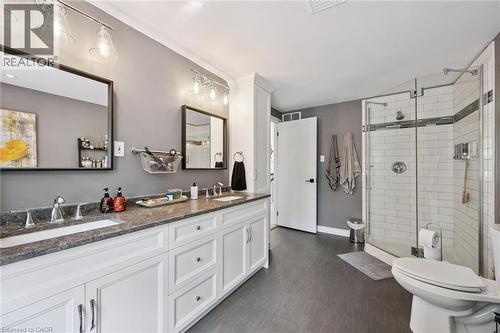 Dual vanity with undermount sinks and extensive storage - 439 Beaver Creek Road, Waterloo, ON - Indoor Photo Showing Bathroom