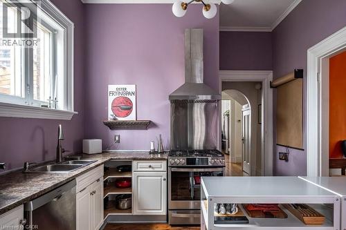 58 Wellington Street S, Hamilton, ON - Indoor Photo Showing Kitchen With Double Sink