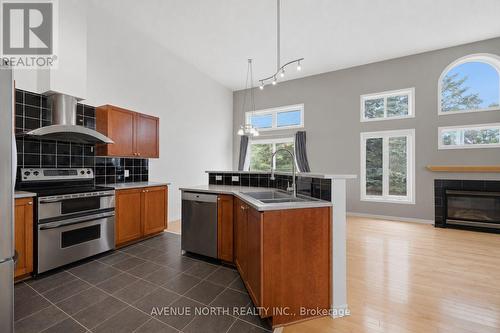 141 Gladeview Private, Ottawa, ON - Indoor Photo Showing Kitchen With Fireplace With Double Sink