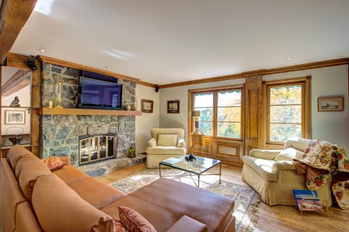 Salon - 276 Ch. Du Belvédère, Piedmont, QC - Indoor Photo Showing Living Room With Fireplace