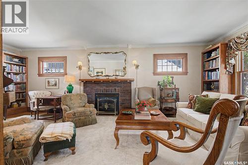 1150 2Nd Avenue Nw, Moose Jaw, SK - Indoor Photo Showing Living Room With Fireplace