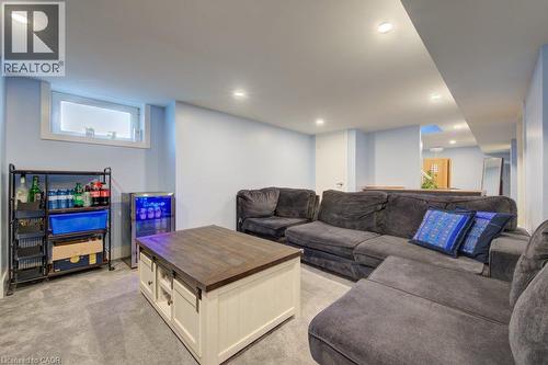 Recessed lighting, light blue wall paint, and light gray carpeting - 97 Francis Street, Cambridge, ON - Indoor