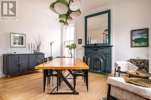 58 Wellington Street S, Hamilton, ON - Indoor Photo Showing Dining Room With Fireplace
