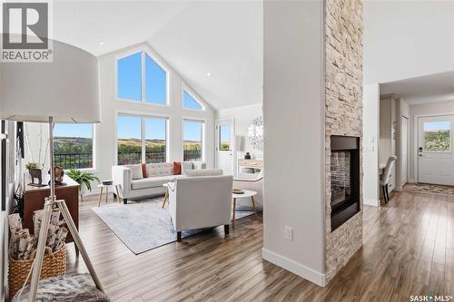 338 Laurier Crescent, North Saskatchewan River, SK - Indoor Photo Showing Living Room With Fireplace