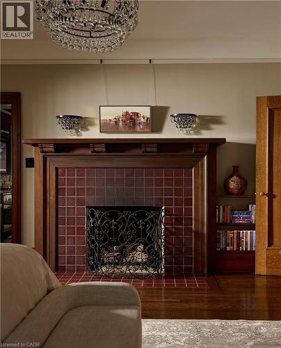 77 Claremont Drive, Hamilton, ON - Indoor Photo Showing Living Room With Fireplace