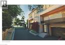 The property features a multi-level facade with brick and vertical wood paneling, a large driveway, and a fenced yard with mature trees - 759 Maple Avenue, Burlington, ON 