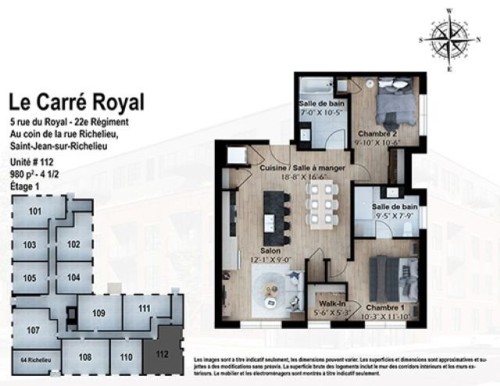 Plan (croquis) - 112-5 Rue Du Royal-22E-Régiment, Saint-Jean-Sur-Richelieu, QC 