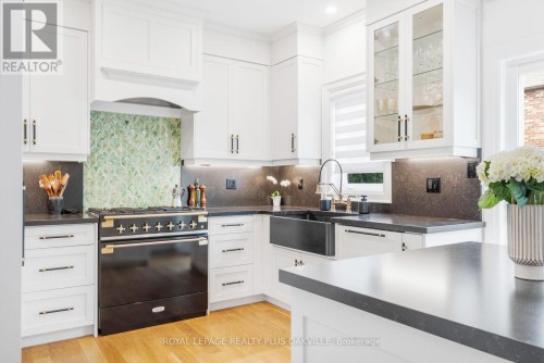 Custom Backsplash and AGA dual fuel range - 3119 Hedges Drive, Burlington, ON 