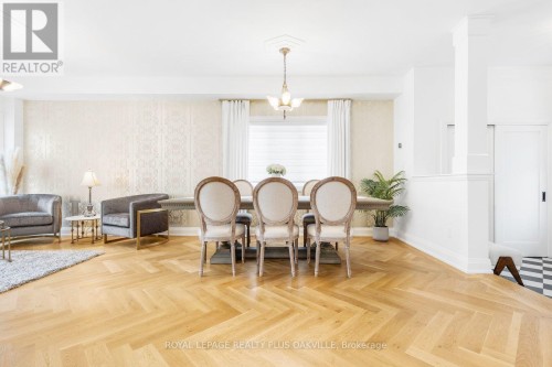 Dining Area with Herringbone Hardwood - 3119 Hedges Drive, Burlington, ON 