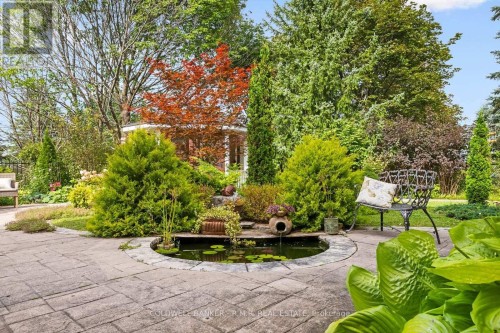 Patio with Koi Pond - 26 Mill Run Gate, Uxbridge, ON 