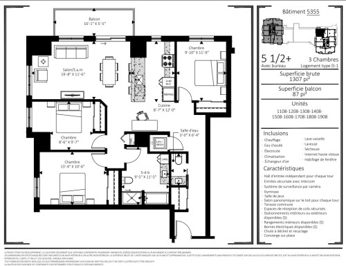 Plan (croquis) - 1108-5355 Boul. Guillaume-Couture, Lévis (Desjardins), QC 
