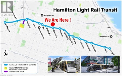 Transit Map. Detailing the Hamilton Light Rail Transit route and station locations - 663 King Street E, Hamilton, ON 