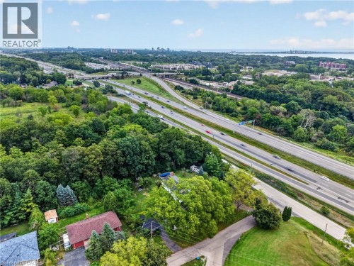 Aerial perspective showcasing an expansive natural landscape and developed infrastructure - 121 Panin Road, Burlington, ON 