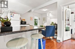 Kitchen island with a dark countertop - 