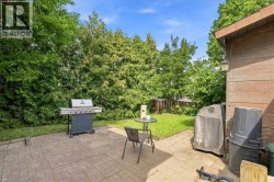 Paved patio area, established shrubbery, and a grassy backyard space - 