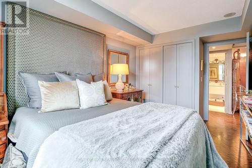 Staged Bedroom with custom Headboard (included) - 509 - 17 Michael Power Place, Toronto, ON 