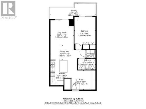 Floor plan - 509 - 17 Michael Power Place, Toronto, ON 