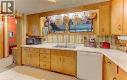 Kitchen featuring wood cabinetry, a dual-basin stainless steel sink, and white countertops - 