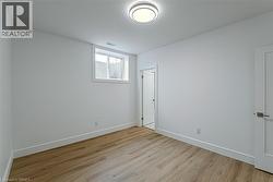 White walls, wood-finish flooring, and white trim - 