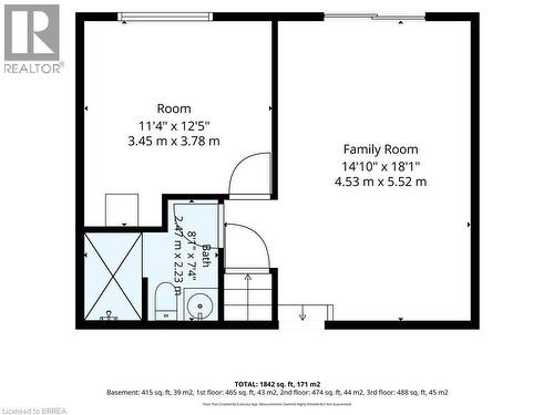 Floor plan of the Rec Room level showing the optional 4th bedroom - 42 Buchanan Crescent, Brantford, ON 