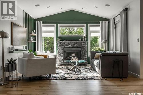410 Willowgrove Crescent, Saskatoon, SK - Indoor Photo Showing Living Room With Fireplace