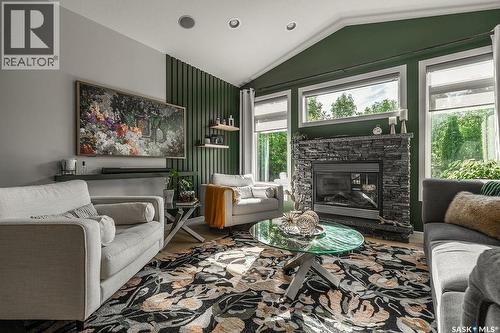 410 Willowgrove Crescent, Saskatoon, SK - Indoor Photo Showing Living Room With Fireplace