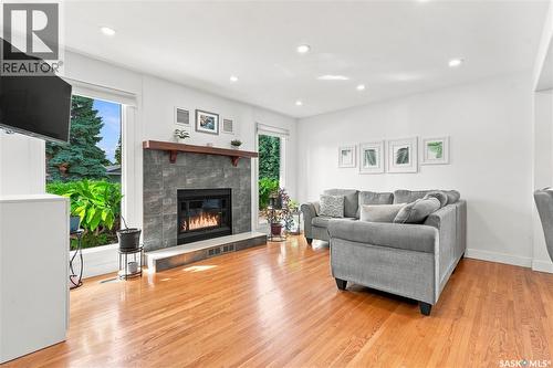 39 Brown Crescent, Saskatoon, SK - Indoor Photo Showing Living Room With Fireplace