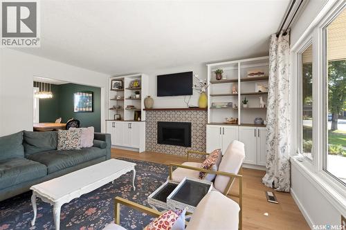 48 French Crescent, Regina, SK - Indoor Photo Showing Living Room With Fireplace