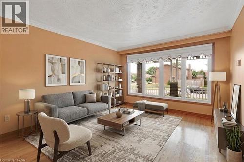 *VIRTUALLY STAGED* All Electrical Light Fixtures, All Window Coverings, All Appliances As-Is (2 Fridges, 2 Stoves, OTR Microwave, OTR Hood, Dishwasher, Clothes Dryer, Deep Freezer in Basement), Centra - 2535 Privet Crescent, Mississauga, ON - Indoor Photo Showing Living Room