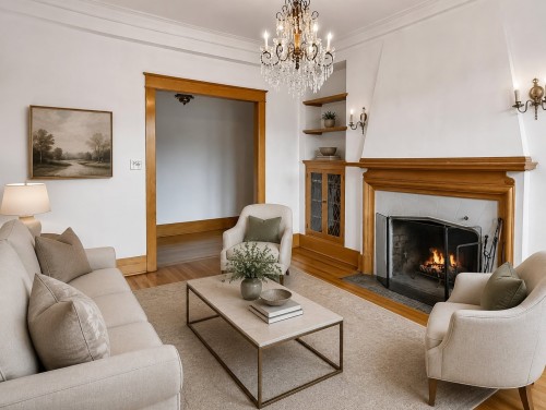 Living Room - 12-44 Ch. Academy, Westmount, QC - Indoor Photo Showing Living Room With Fireplace